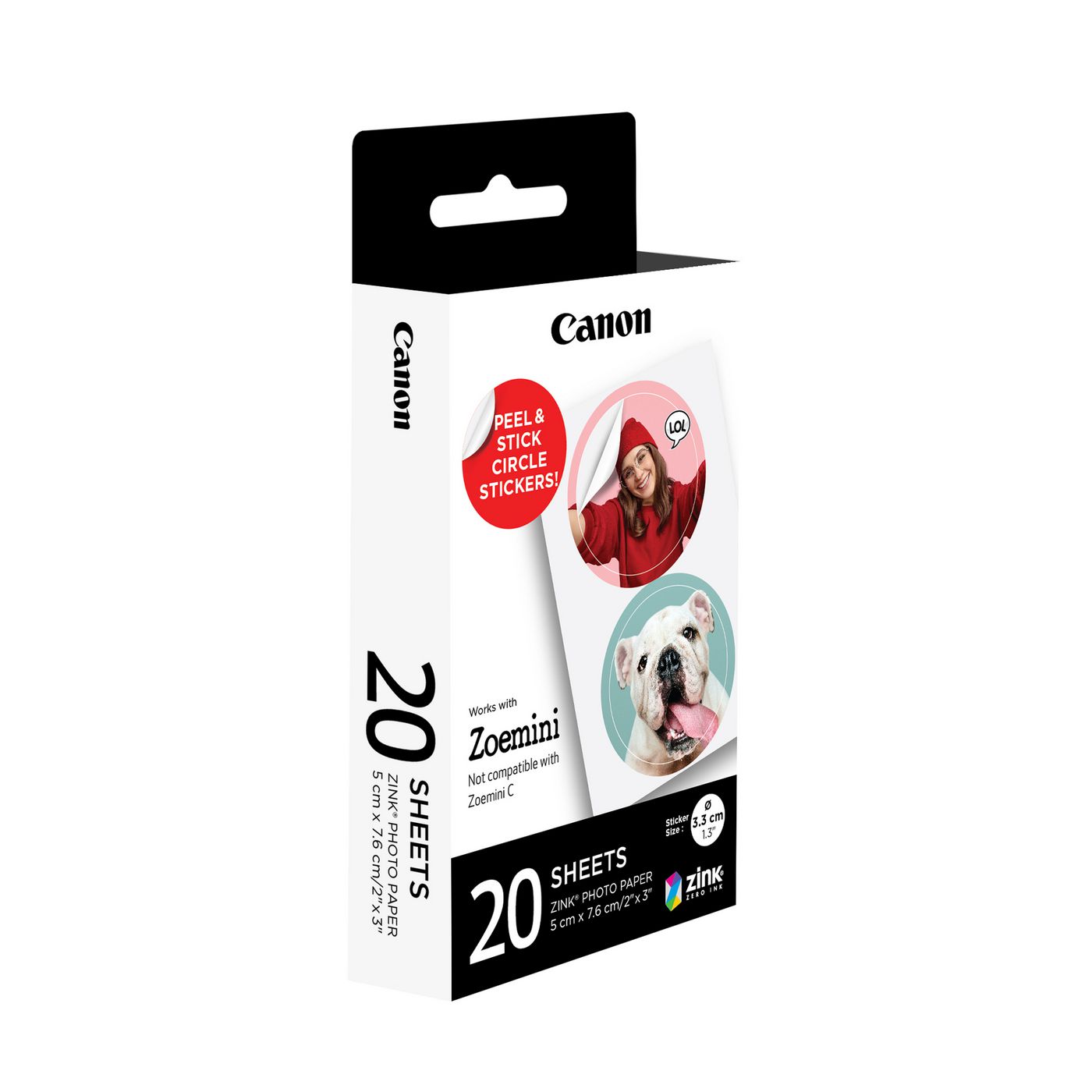 CANON ZP-2030-2C ZINK Circle Sticker 3,3 cm (20 Blatt)