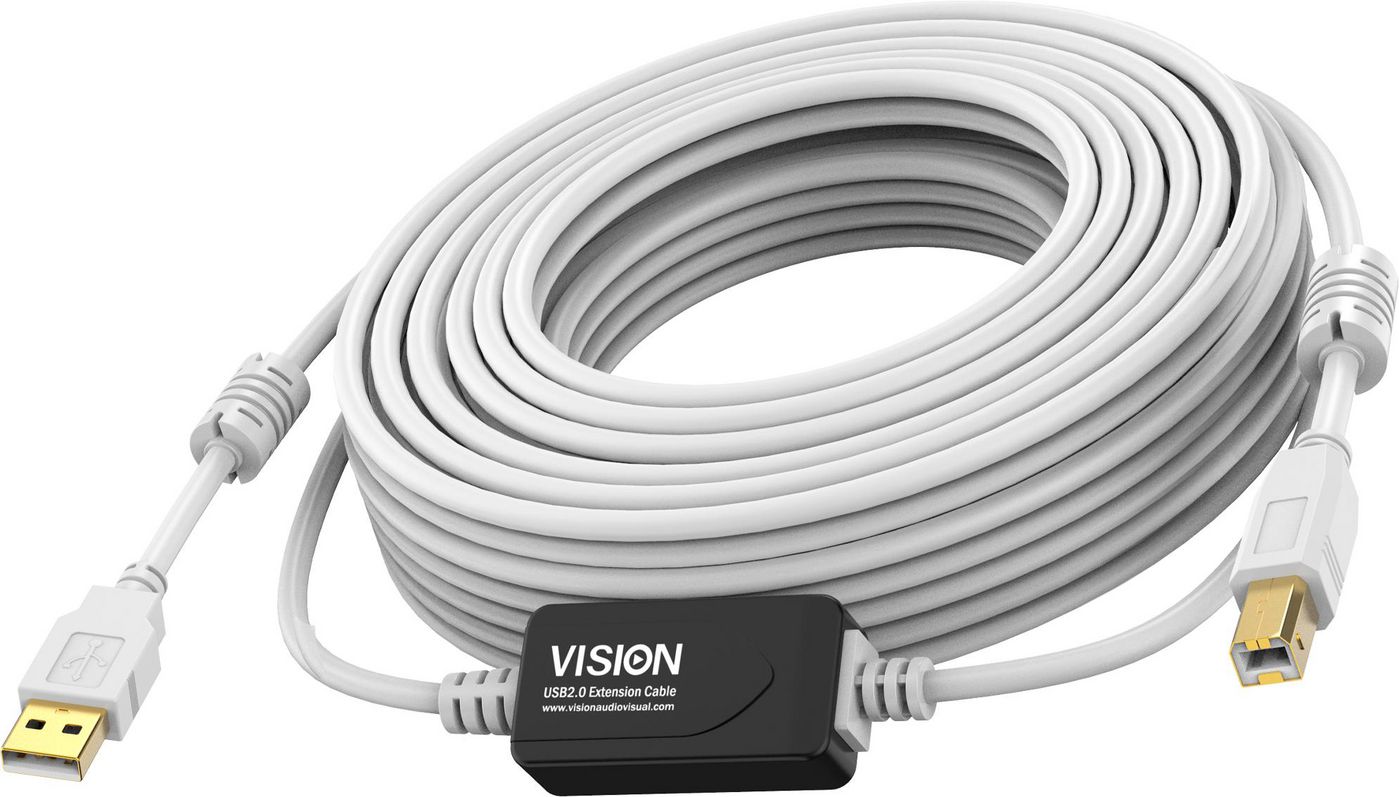 Vision TC 15MUSB+2 W128280233 White Usb 2.0 Cable 15M 