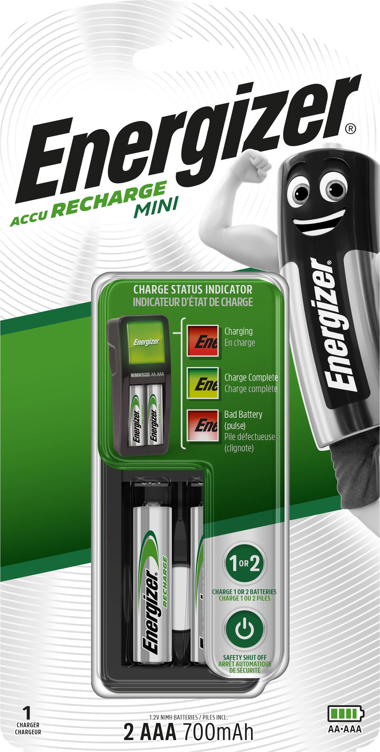 ENERGIZER Rundzellen-Ladegerät NiMH inkl. Akkus Energizer Mini-Charger Micro (AAA), Mignon (AA)
