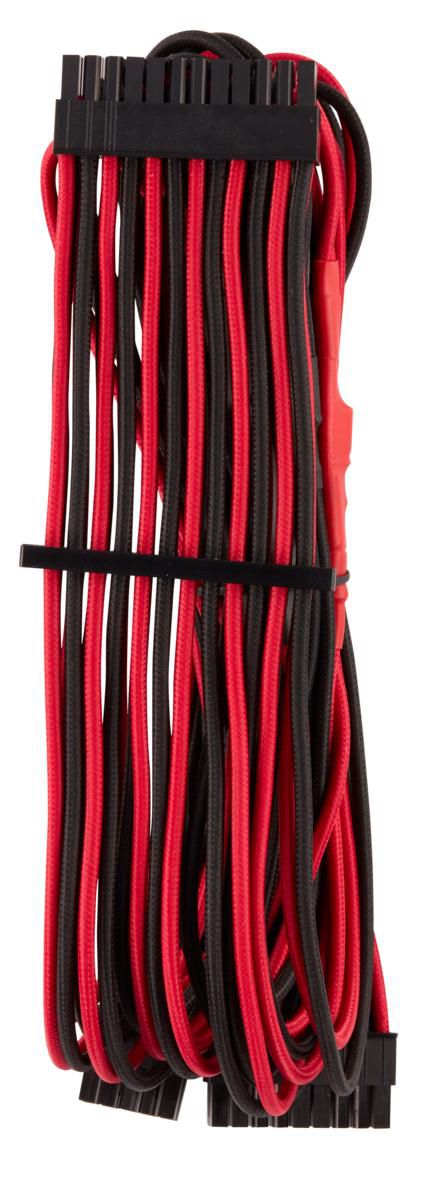 CORSAIR Premium Sleeved 24-Pin-ATX-Kabel (Gen 4) rot/schwarz
