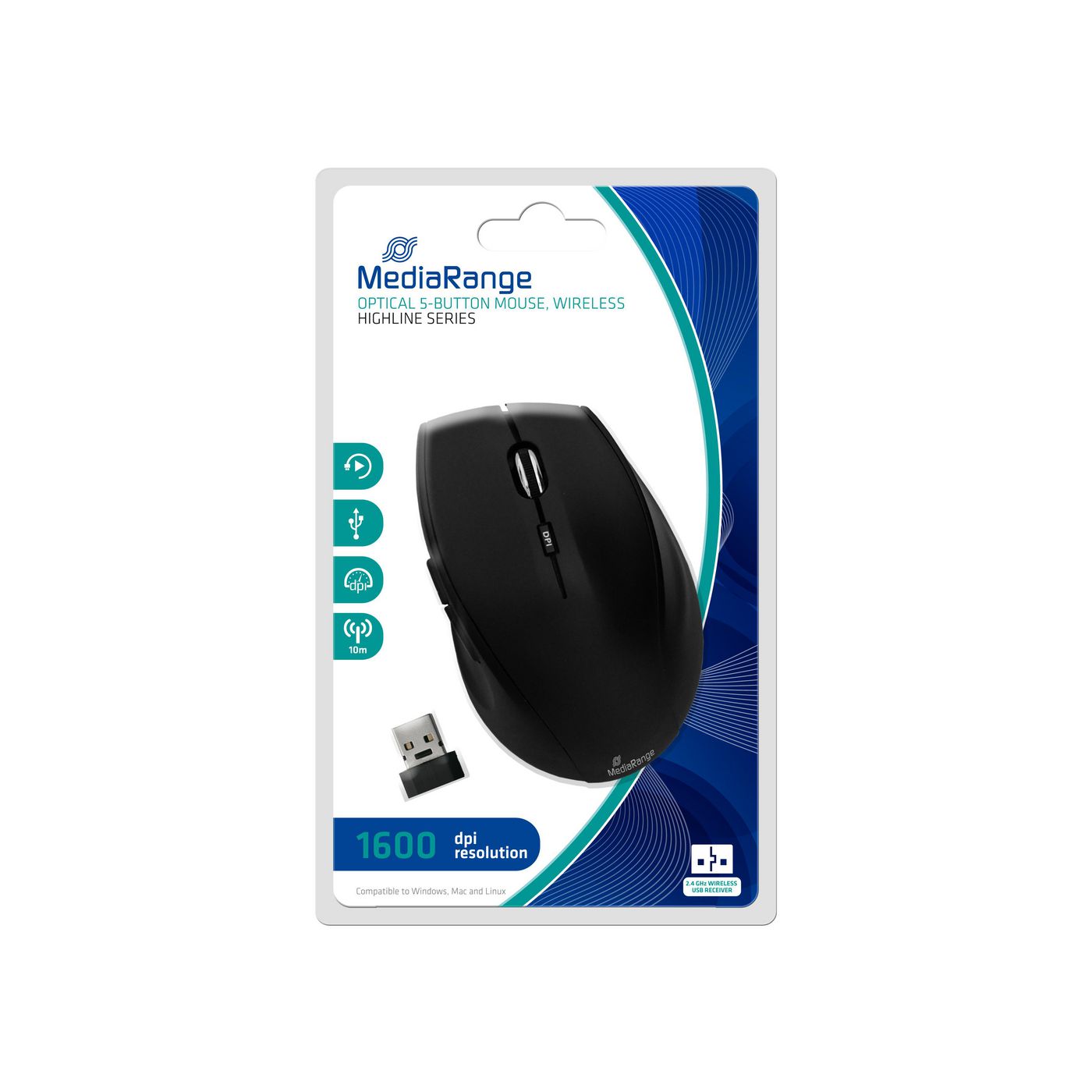 MediaRange MROS208 W128285924 Mouse Right-Hand Rf Wireless 