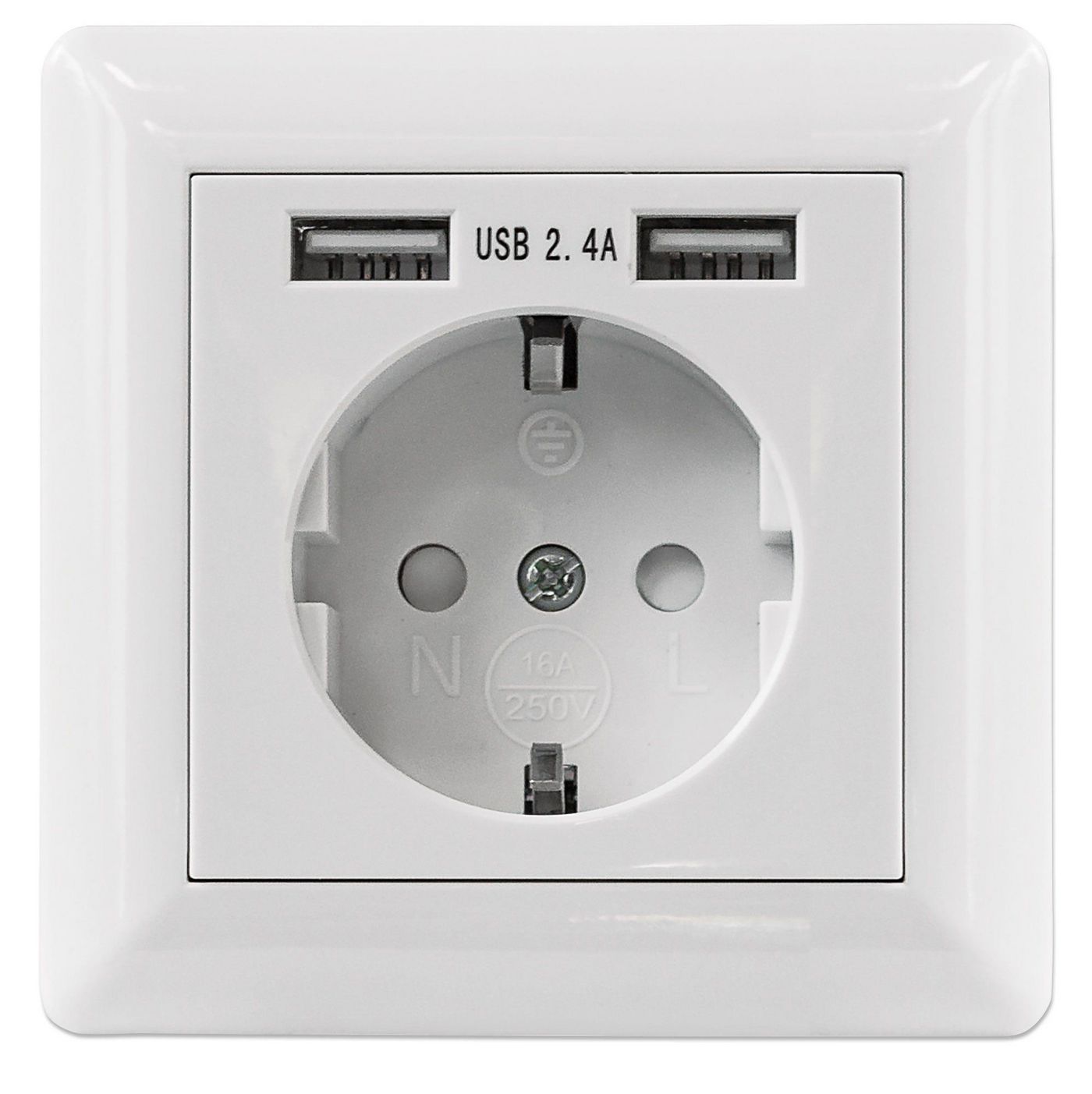 Intellinet 772174 W128287160 2-Port Usb-A Wall Outlet And 