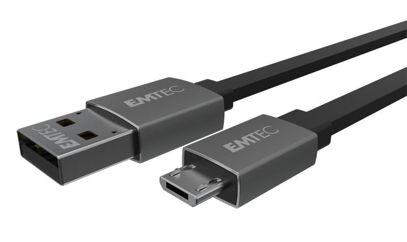 EMTEC T700 - USB-Kabel - USB Typ A (M) bis Micro-USB Typ B (M) - 2,4 A - 1,2m - flach (ECCHAT700MB)