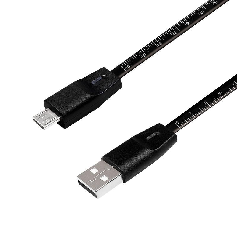 LOGILINK USB 2.0 Kabel mit Lineal, USB zu Micro-USB-Stecker