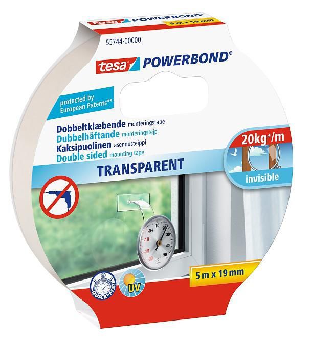 TESA Powerbond Montageband Transparent 5m 19mm