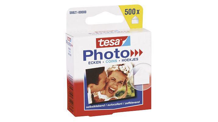TESA Photo Foto-Ecken, transparent, selbstklebend lösungsmittelfrei, im praktischen Pappspender (566