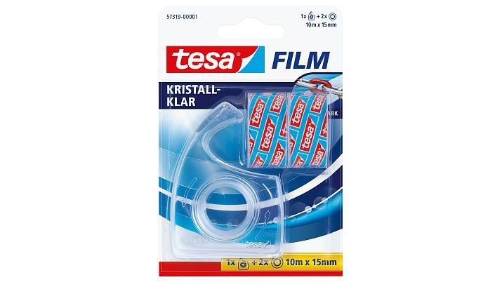 TESA Easy Cut Handabroller + 2 Rollen tesafilm 10m 15mm kris
