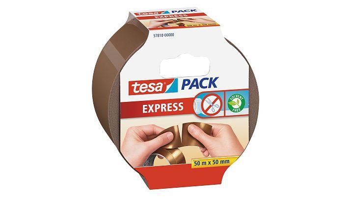 TESA pack Verpackungsklebeband Express \"von Hand einreißbar braun, 50 mm x 50 m, aus PVC, besonders