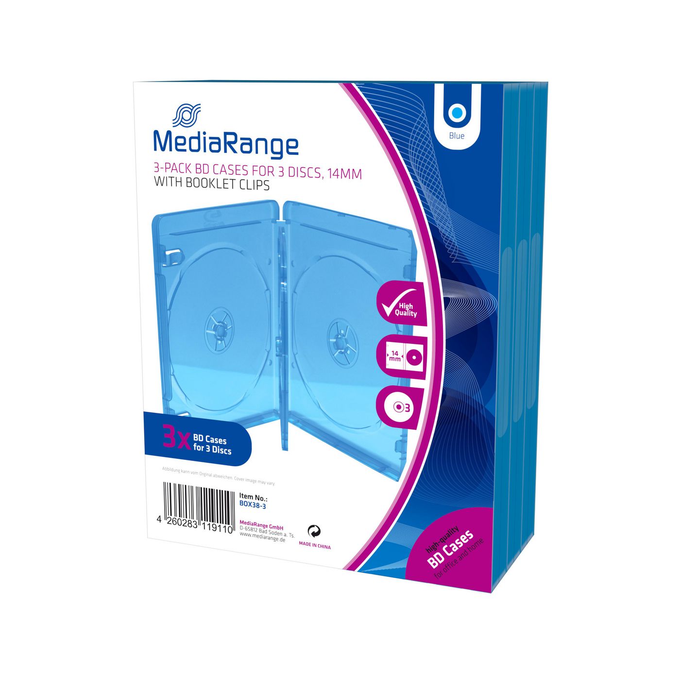 MediaRange BOX38-3-30 W128288465 Optical Disc Case Blu-Ray 