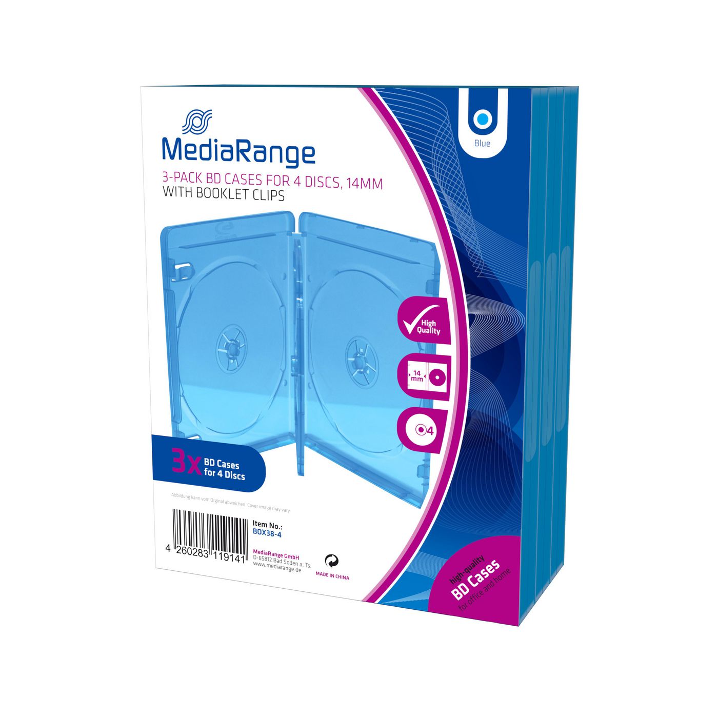 MediaRange BOX38-4-30 W128288466 Optical Disc Case Jewel Case 