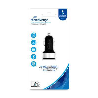 MEDIARANGE Kfz-Ladegerät 2 USB Ausgänge 3.4A schwarz/silber