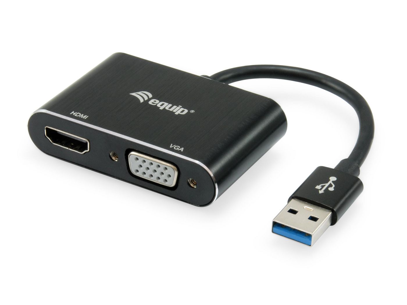 EQUIP Adapterkabel USB3.0->VGA/HDMI St/Bu 0.15m 1920x1080/60
