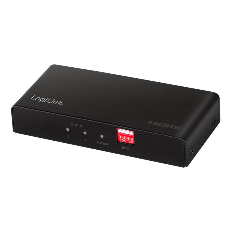 LOGILINK HDMI-Splitter 1x2-Port, 4K/60Hz, Downscaler, schw.