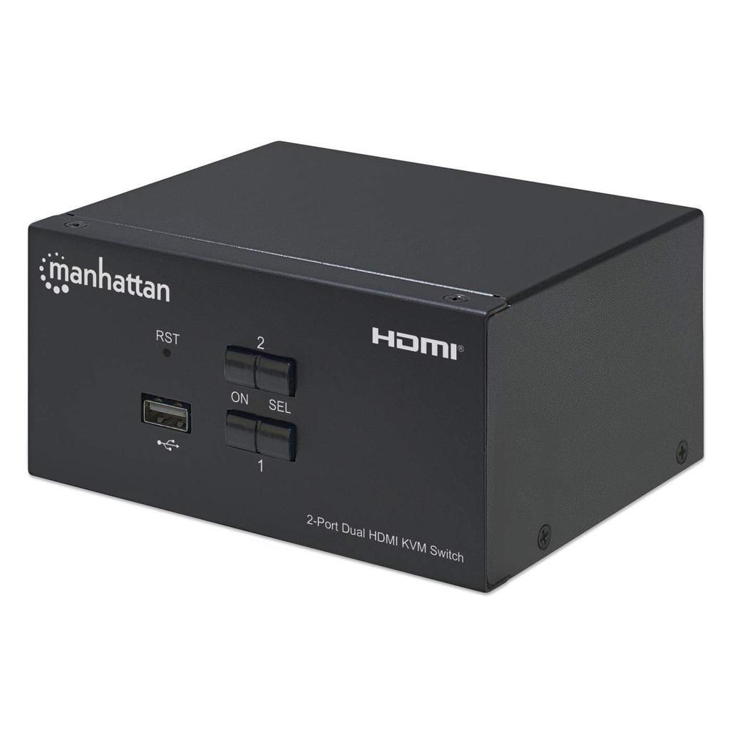 MANHATTAN KVM Switch 2-Port Dual-Monitor HDMI 4K@30Hz