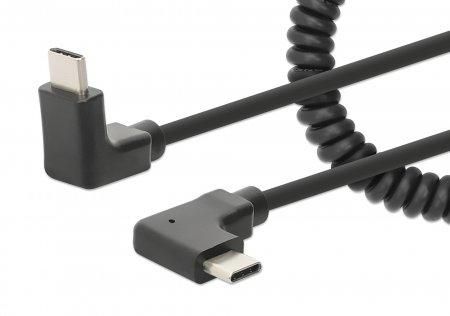 IC INTRACOM MANHATTAN Spiralkabel USB-C auf USB-C Ladekabel Stecker/Stecker 1m