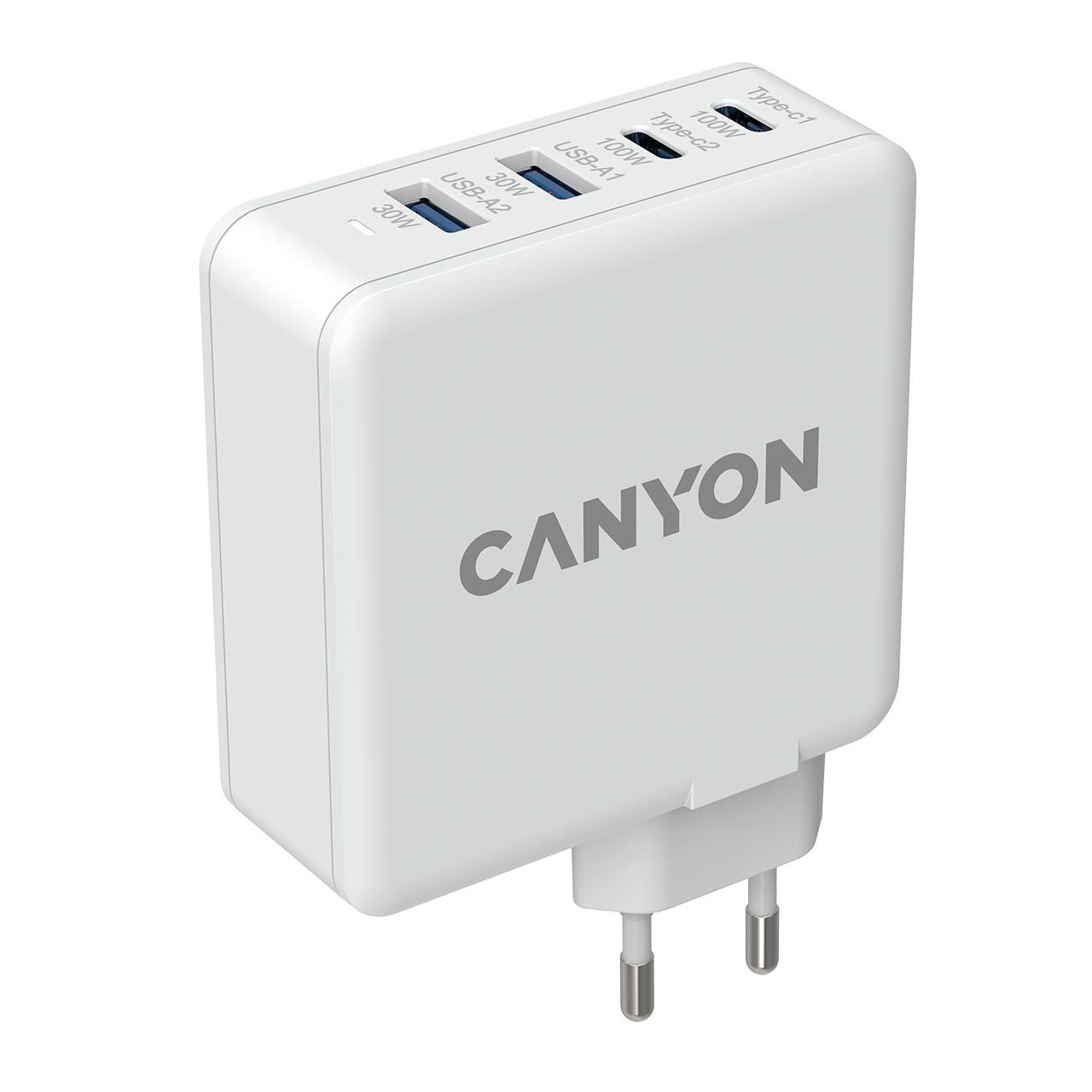 CANYON Ladegerät 2xUSB-C + 2x USB-A 100W  PD GaN white retail