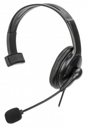 Manhattan 180849 W128292025 Mono Over-Ear Headset Usb, 