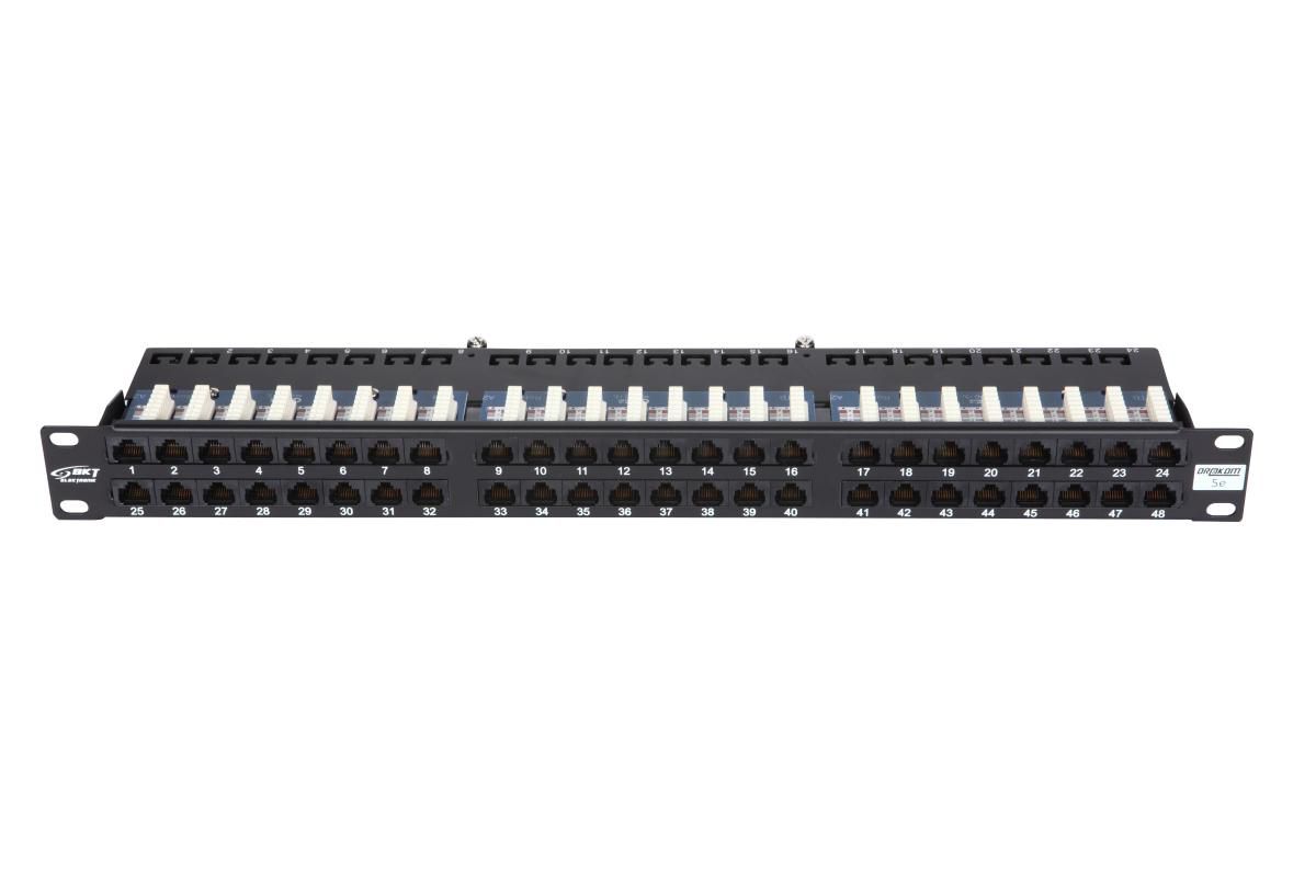 19 PATCH PANEL 48xRJ45 - UNSHIELDED CAT5e 1U BLACK - Warranty: 24M
