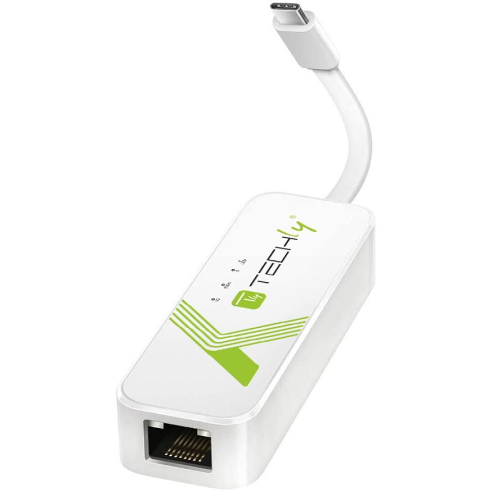 TECHLY USB 3.1 Typ C RJ45 10/100/1000 Adapter, weiß