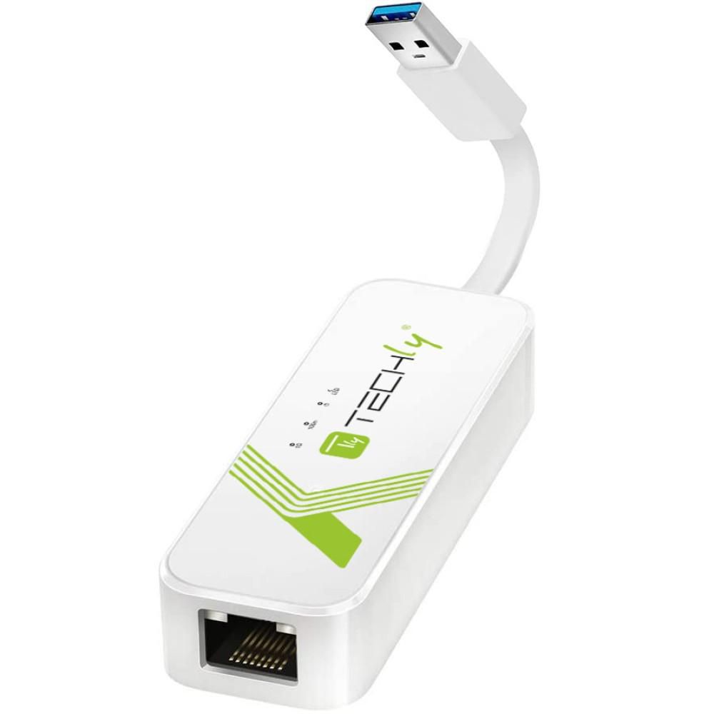 TECHLY USB3.0 Konverter USB A auf RJ45 Gigabit, weiß