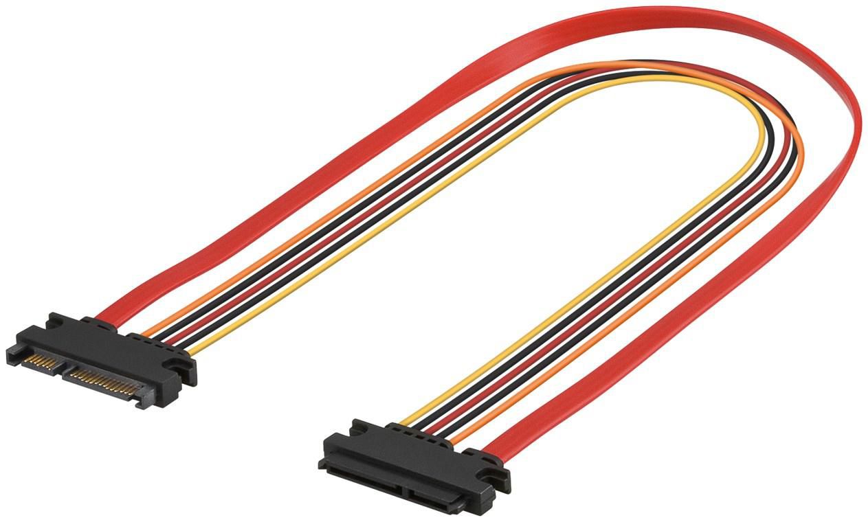 Cavo di estensione SATA, connettore SATA a 22 pin in presa SATA a 22 pin (5 V + 12V), 0,5 m per estendere un dati SATA e l'inte