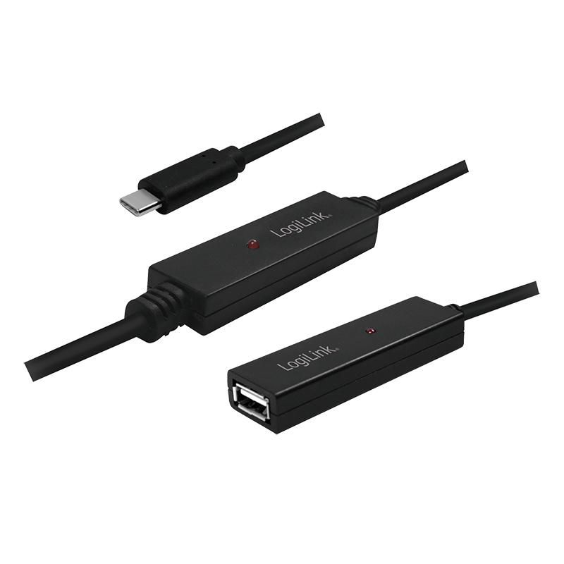 USB 2.0 Active Repeater Cable, USB-c (M) To USB-A (F), 15m