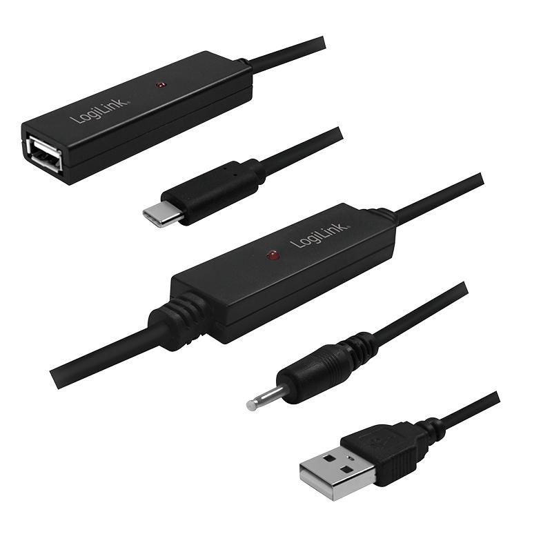 USB 2.0 Active Repeater Cable, USB-c (M) To USB-A (F), 30m