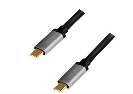 USB 2.0 Type-C cable, C/M to USB-C/M, E-mark, PD, alu, black/grey, 1.5m