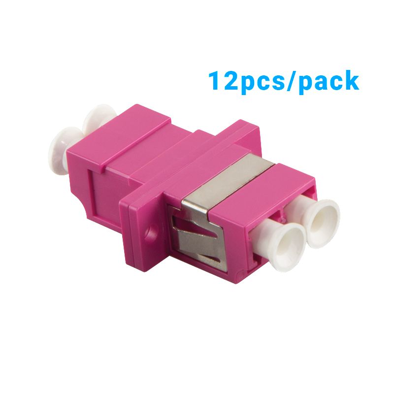 FIBER ADAPTOR DUPLEX LC/LC - - VIOLETT/OM4 - 12PCS/PACK + - SCREWS - Warranty: 24M