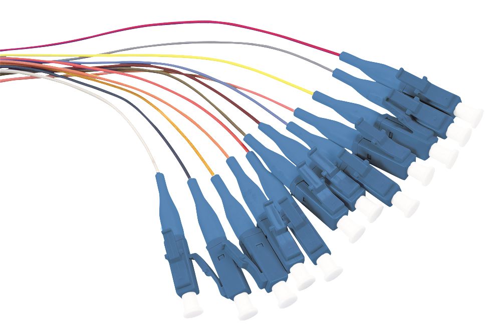 Fiber Pigtail Set 12x LC OS2 - 2M Colored with Blue - Connector - Warranty: 24M