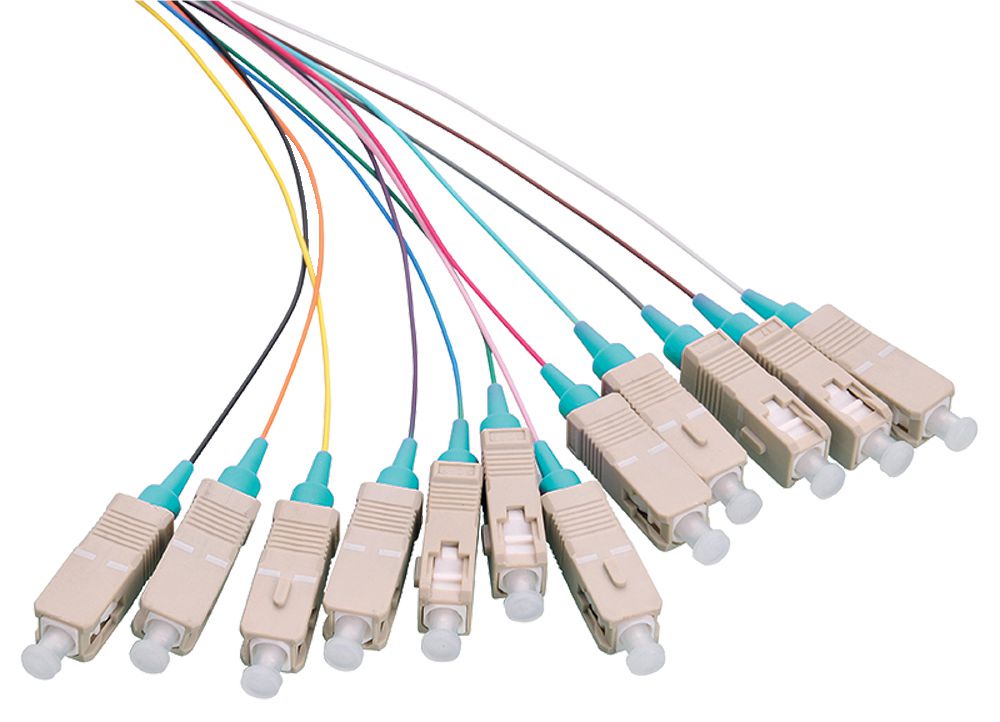 Fiber Pigtail Set 12x SC OM3 - 2M Colored with Aqua - Connector - Warranty: 24M