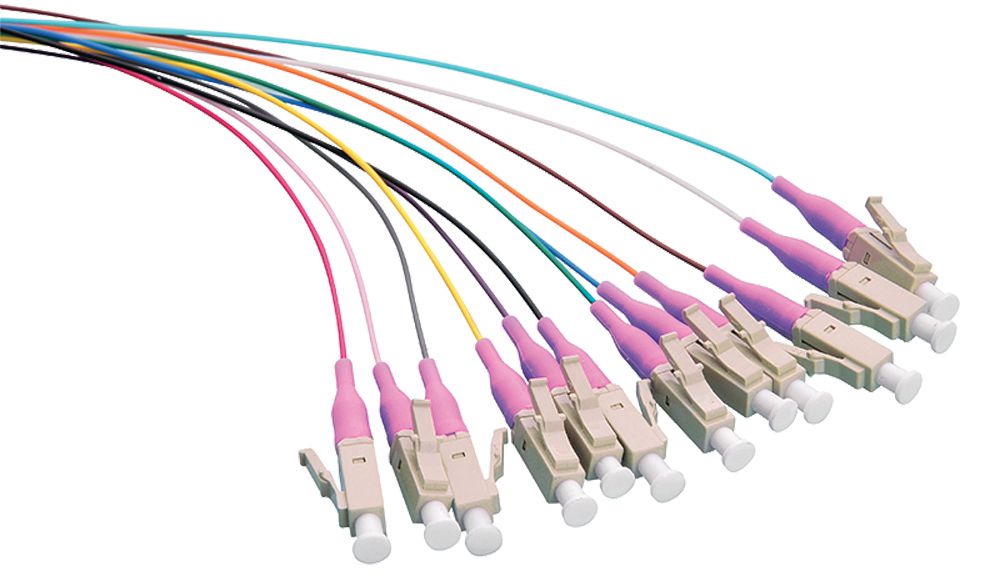 Fiber Pigtail Set 12x LC OM4 - 2M Colored with Violet - Connector - Warranty: 24M