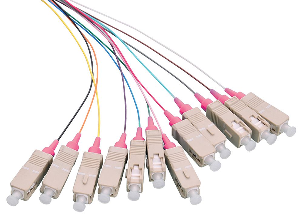 Fiber Pigtail Set 12x SC OM4 - 2M Colored with Violet - Connector - Warranty: 24M