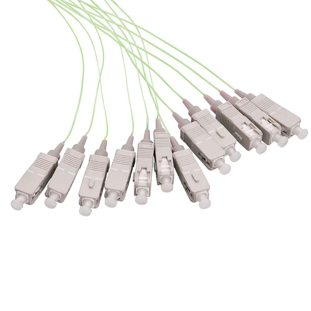 Fiber Pigtail Set 12x SC OM5 - 2M Lime Green with Grey - Connector - Warranty: 24M