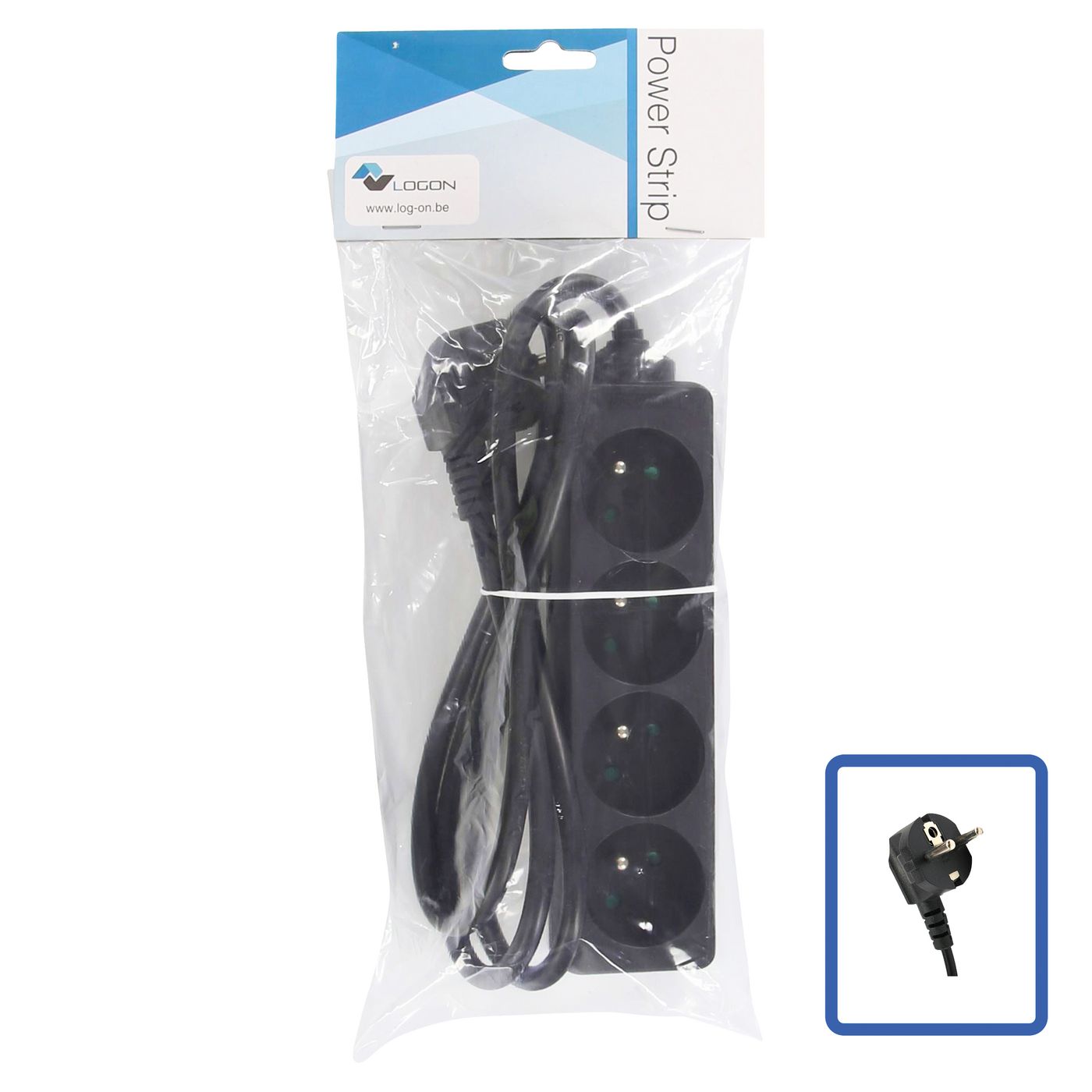 4-WAY POWER STRIP: BLACK - - 16A - 1.5M CABLE - Warranty: 24M