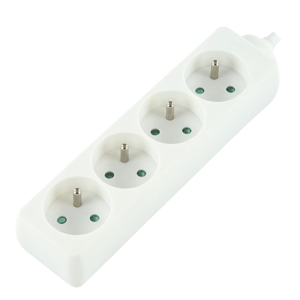 4-WAY POWER STRIP WHITE - - 16A - 1.5M CABLE - Warranty 24M