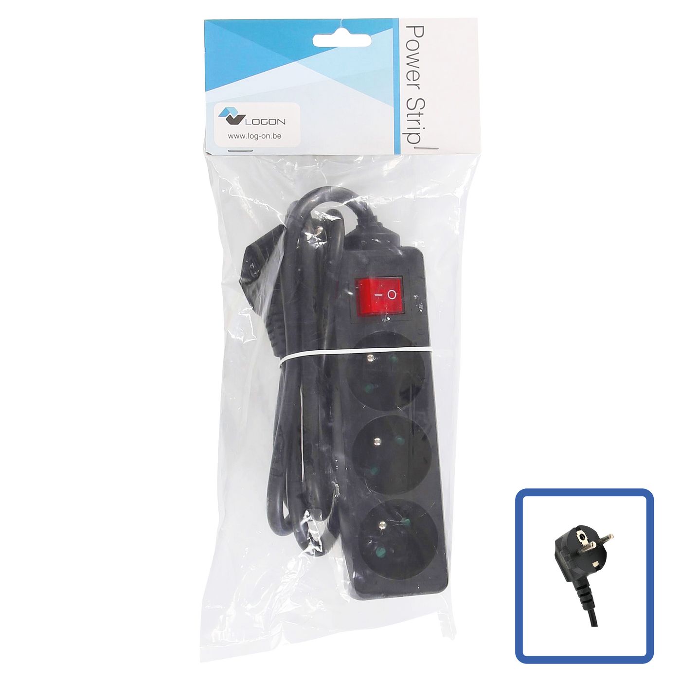 3-WAY POWER STRIP: BLACK - - ON/OFF SWITCH - 1.5M CABLE - Warranty: 24M