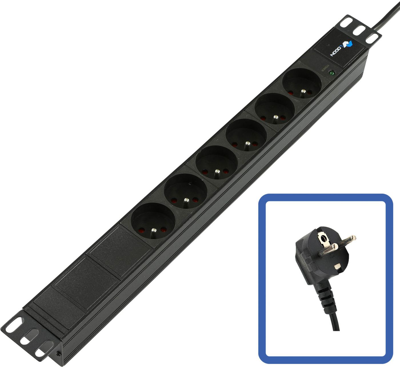 POWER STRIP 19" - 6 WAYS - 1U