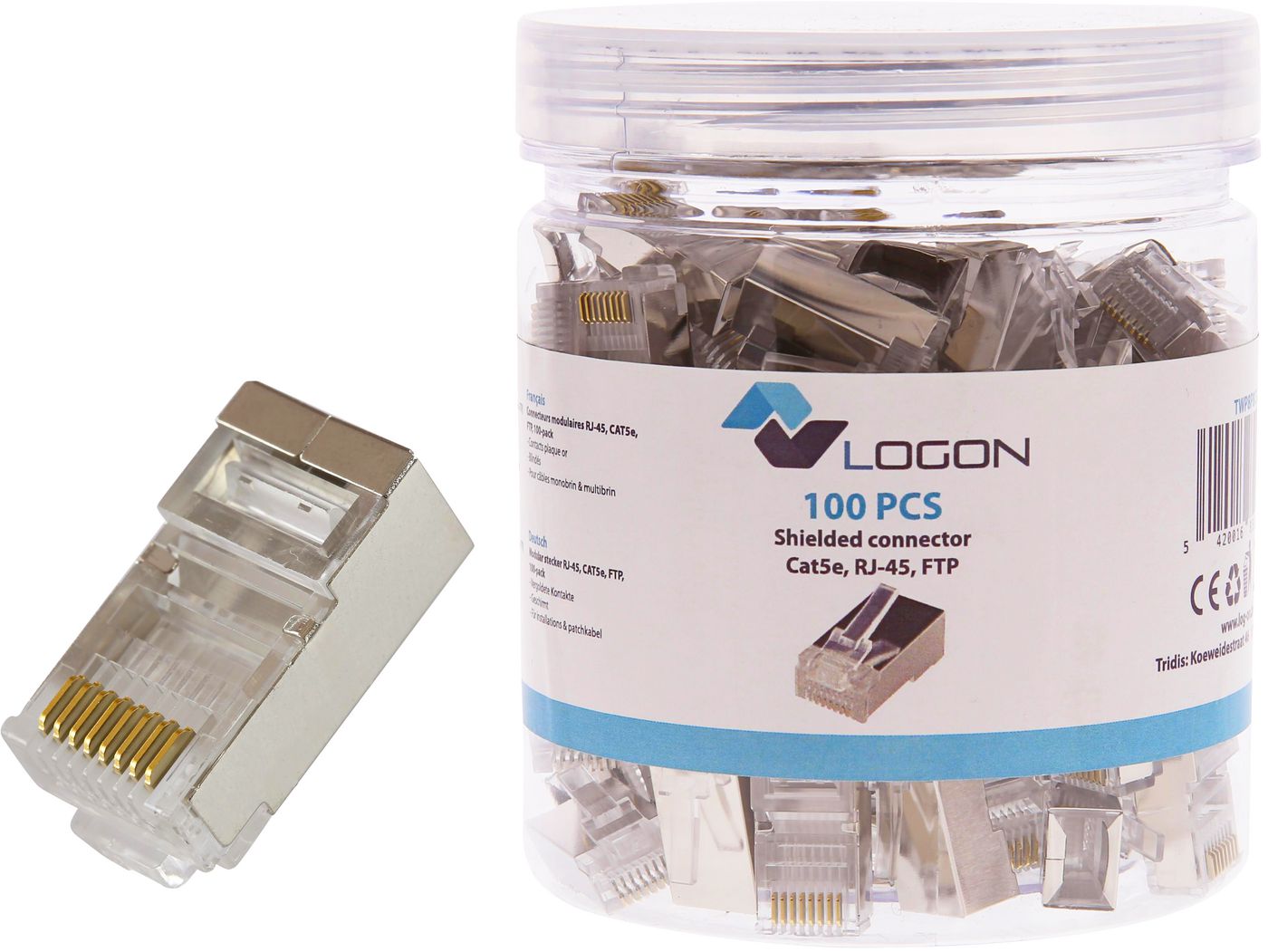 RJ45 CAT 5e SHIELDED - CONNECTOR POT/JAR 100PCS - Warranty: 24M
