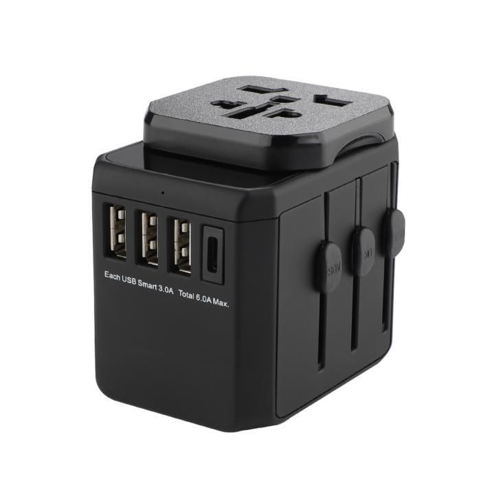 MICROCONNECT World Travel Adapter 3 USB A ports and 1 USB-C port with - ports and 1 USB-C port - wit