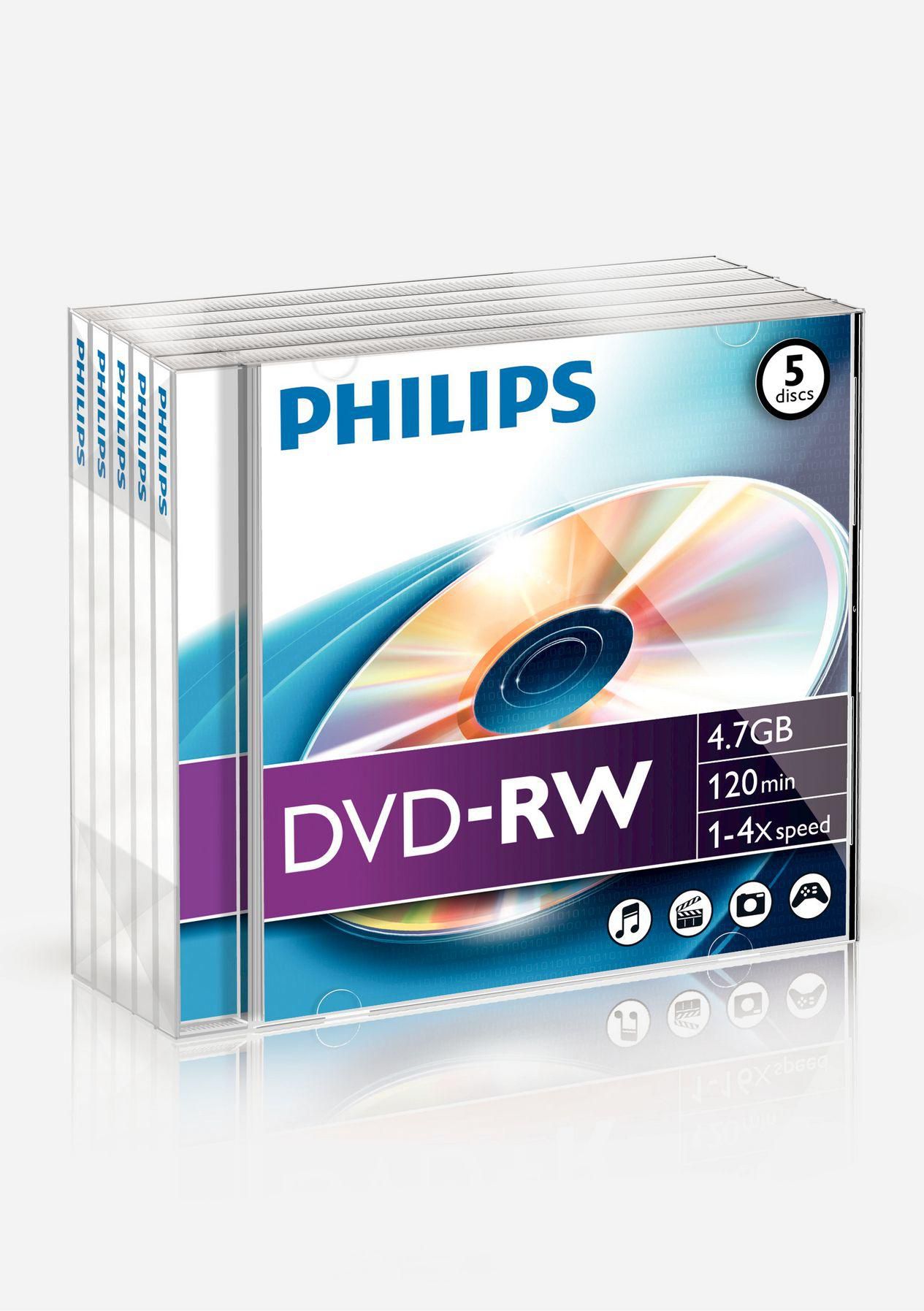 PHILIPS 5xDVD-RW 4,7GB 120Min 4x JewelCase