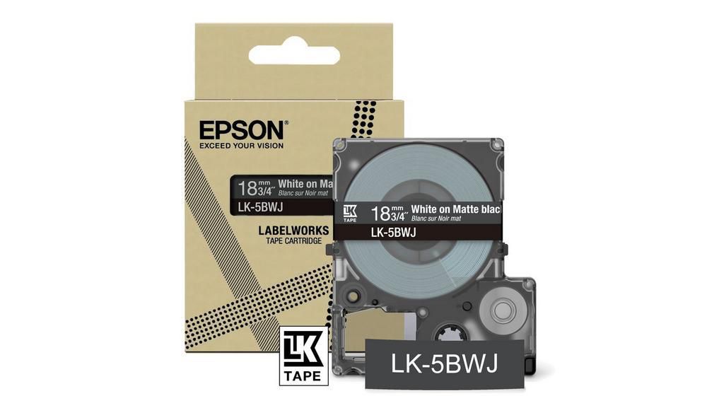 EPSON LabelWorks LK-5BWJ - Weiß auf Mattschwarz - Rolle (1,8 cm x 8 m) 1 Kassette(n) Hängebox - Band