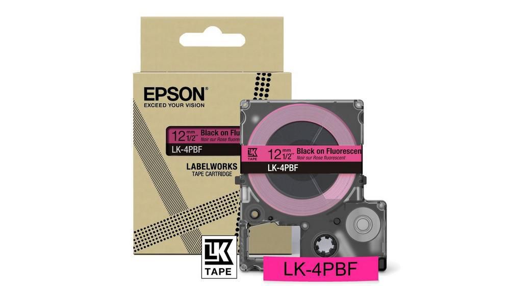 EPSON LabelWorks LK-4PBF - Schwarz auf Fluoreszierend - Rolle (1,2 cm x 5 m) 1 Kassette(n) Hängebox