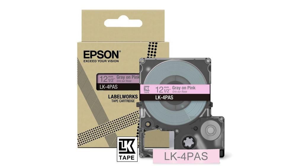 EPSON LabelWorks LK-4PAS - Soft Pink/Gray - Rolle (1,2 cm) 1 Kassette(n) Band - für LabelWorks LW-C4