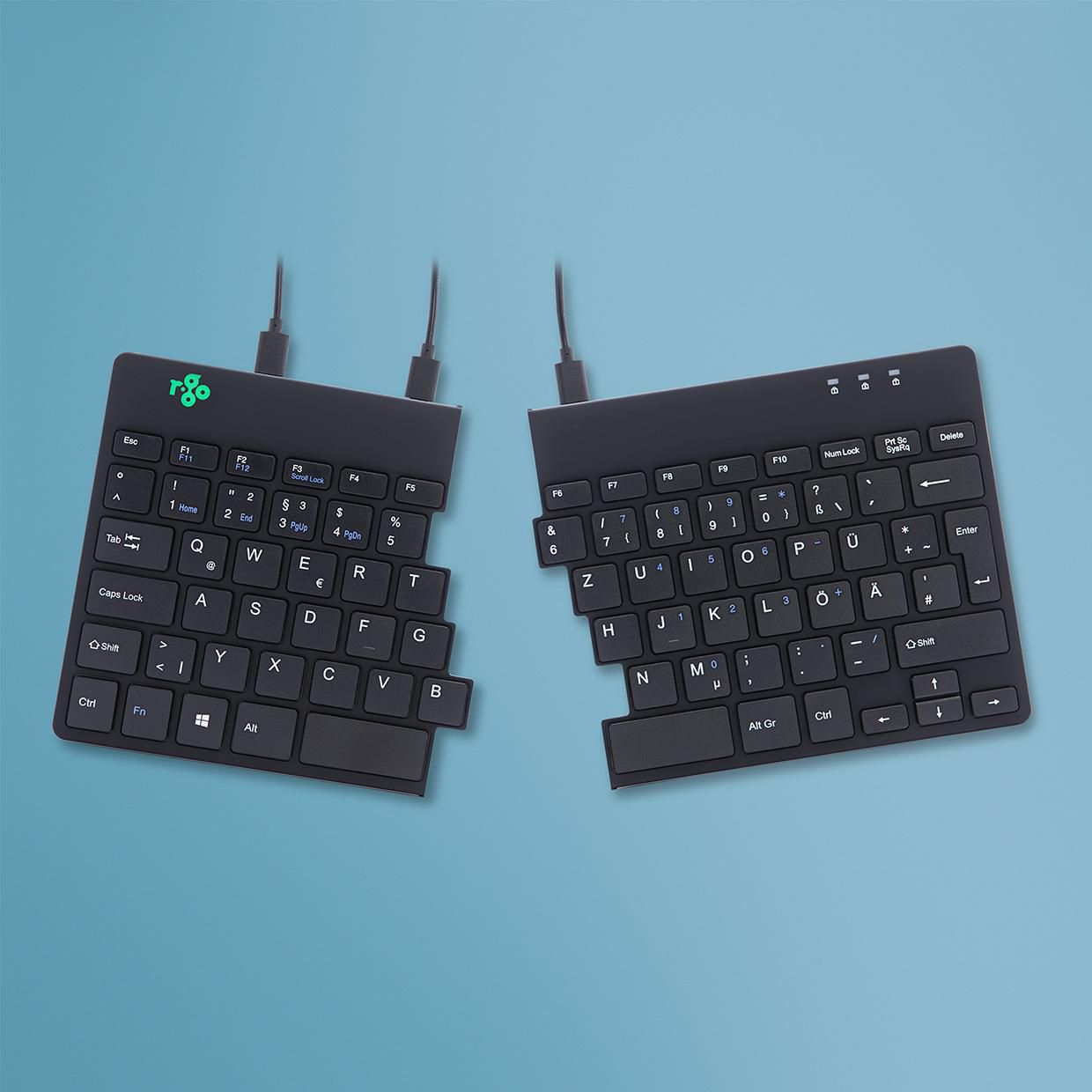 R-Go-Tools RGOSP-DEWIBL Split Keyboard, DE, black 