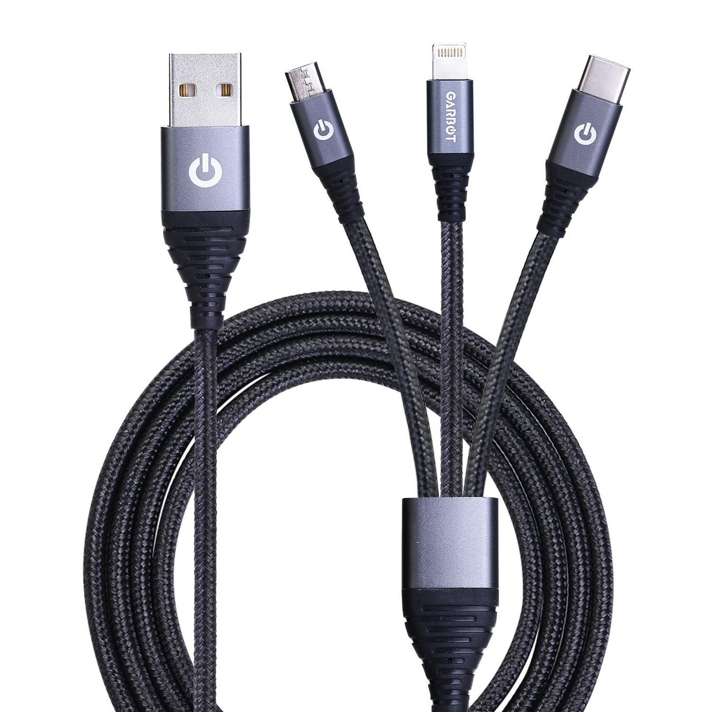 USB Cable USB A - USB C/Micro-USB B/Lightning 1.2m Black