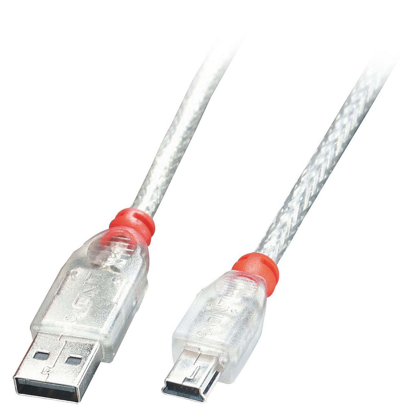 LINDY USB 2.0 Kabel A/Mini-B, transparent, 0,2m USB High Speed