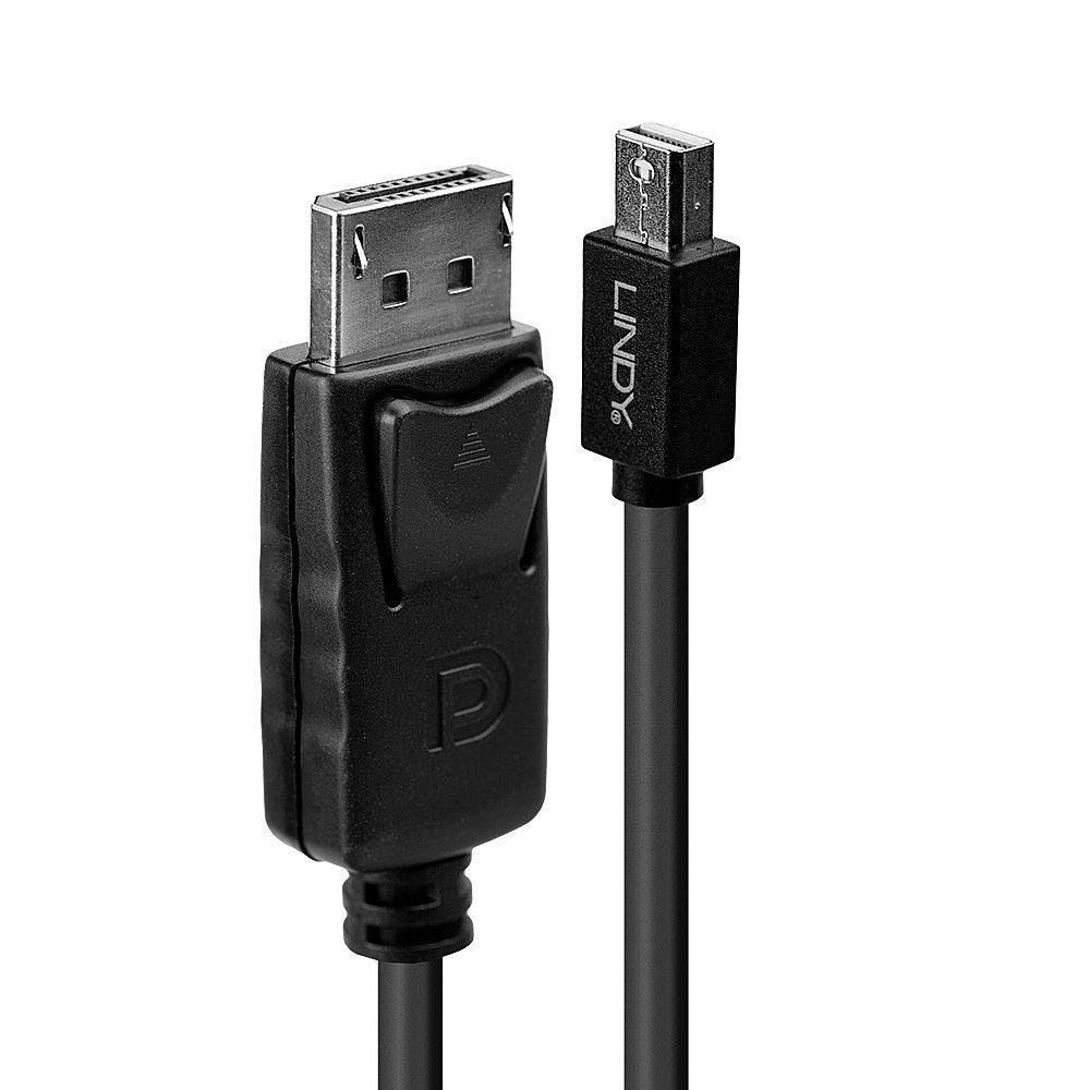 LINDY Mini DP zu DP Kabel, schwarz 3m MiniDPort zu DisplayPort