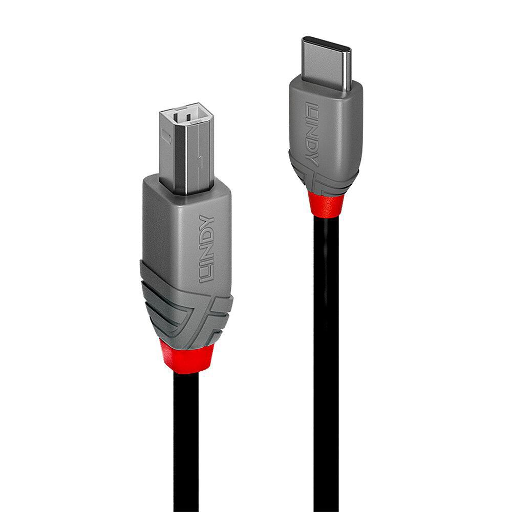 LINDY 0,5m USB 2.0 Typ C an B Kabel Anthra Line