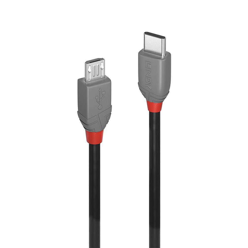 LINDY 3m USB 2.0 Typ C an Micro-B Kabel Anthra Line